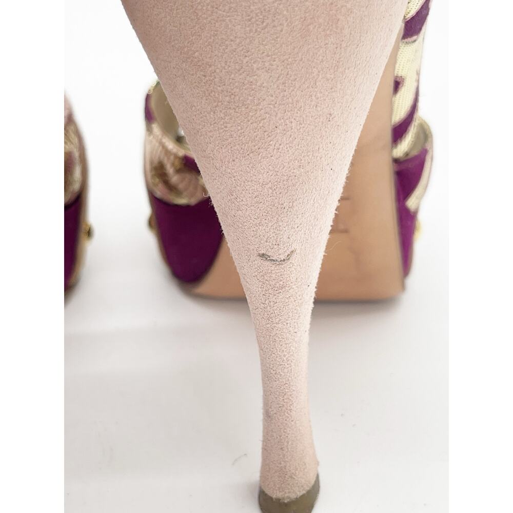 Christian Dior Vintage Y2K Metallic Brocade D'Orsay Platform Pumps Heels EU 38 - Picture 11 of 13